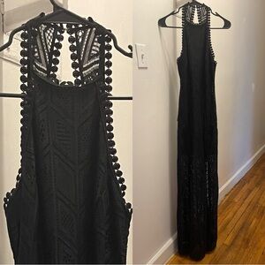 Guess Lace Halter *NEW* Maxi Black Dress w/ 2 Slits & Inner Lining in Size Small